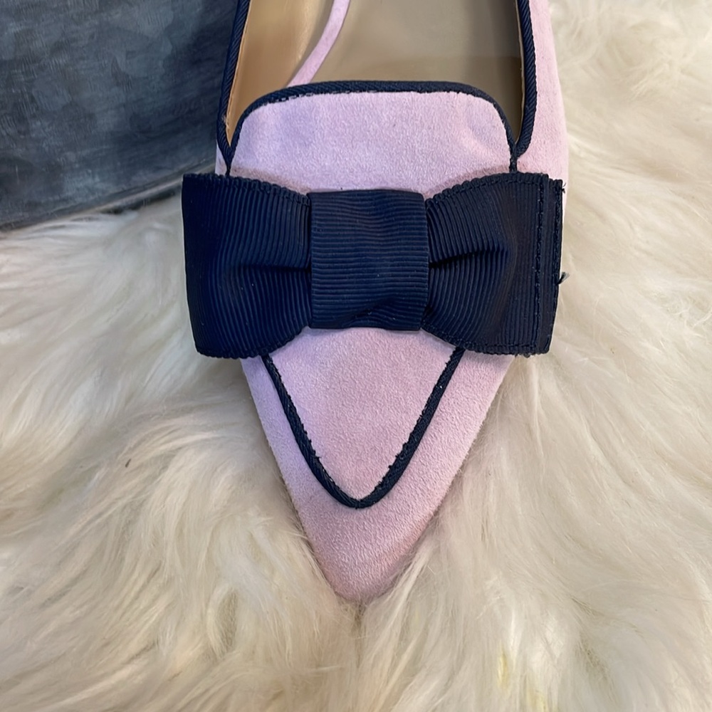 #0166 - NWOT Ann Taylor Suede Lavender Pointed Ziggy Flats with Bow Detail-7 - Picture 2 of 10